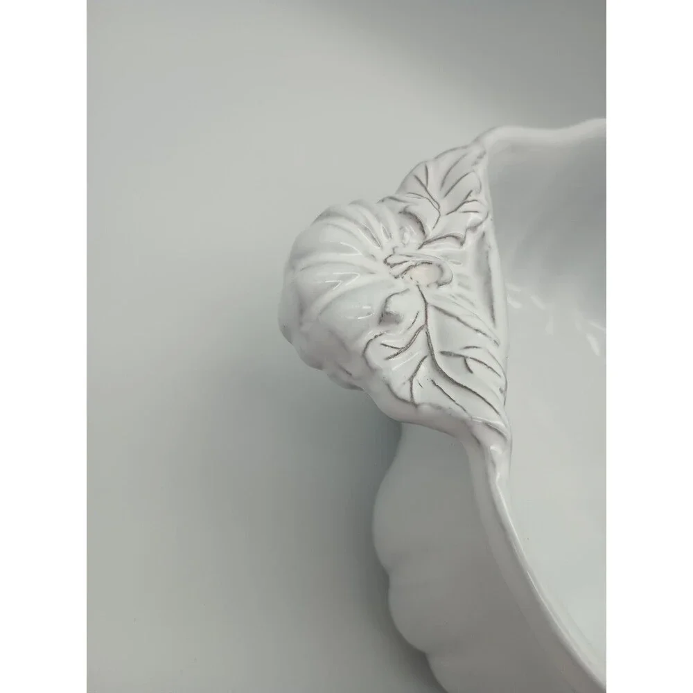 Sur La Table Bowl Embossed Pumpkin White Double Handled Serving 9